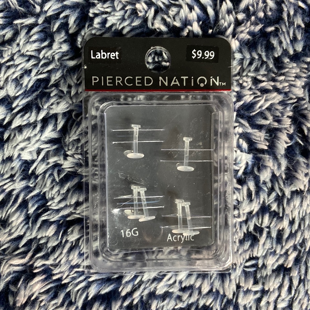 Nwt Spencer’s Pierced Nation 6 Pack Clear 16g/Acrylic Labret Earring Set